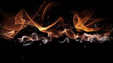 Dalga nesnesi ve parıldayan parçacıklarla gelecek video animasyonu, 4096x2304 döngü 4K