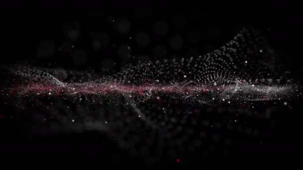 Futuristická Video Animace Vlnovým Objektem Třpytivými Částicemi Zpomaleném Filmu Smyčka — Stock video