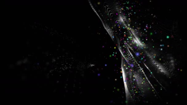 Futuristisk Videoanimasjon Med Bølgeobjekt Glitterpartikler Sakte Film 4096X2304 Loop – stockvideo