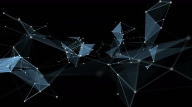 Yavaş çekimde parıldayan üçgenlerle gelecekteki pleksus video animasyonu, 4096x2304 döngüsü 4K
