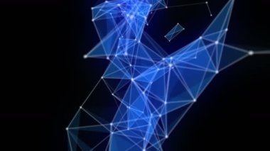 Yavaş çekimde parıldayan üçgenlerle gelecekteki pleksus video animasyonu, 4096x2304 döngüsü 4K