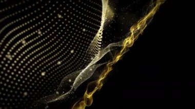 Parçacık dalgası nesnesinin ağır çekimde fantastik video animasyonu, 4096x2304 döngü 4K