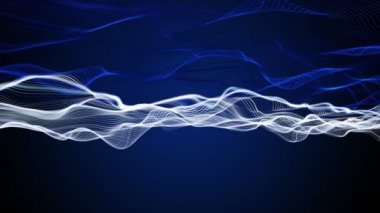 Parçacık dalga nesnesiyle gelecek video animasyonu yavaş çekimde, 4096x2304 döngü 4K