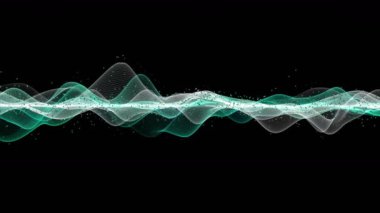 Metin için parçacık dalga nesnesi ve uzayda gelecek video animasyonu, 4096x2304 döngü 4K