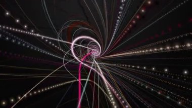 Parçacık çizgili nesne ile gelecek video animasyonu yavaş çekimde, 4096x2304 döngü 4K