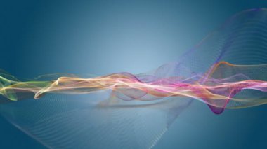 Parçacık dalgası nesnesinin ağır çekimde fantastik video animasyonu, 4096x2304 döngü 4K