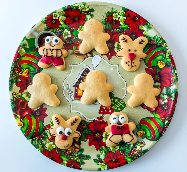 Handmade Christmas Cookies Decorative Tray — Stock Photo, Image