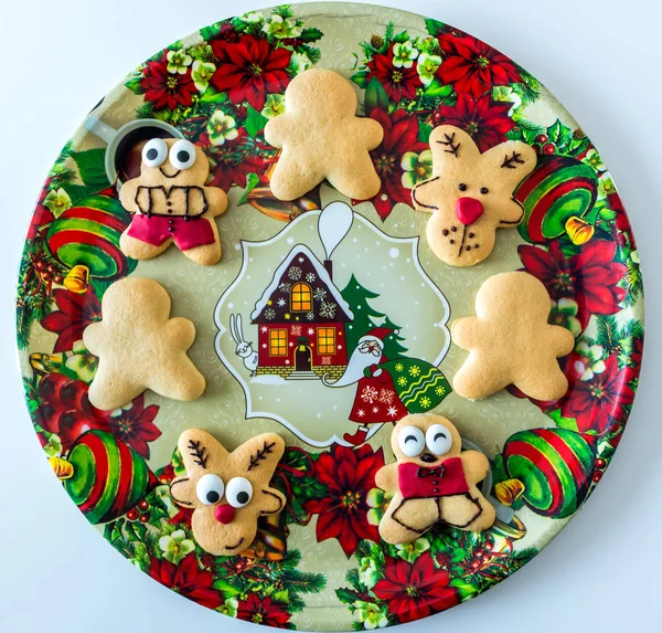 Handmade Christmas Cookies Decorative Tray — Stock Photo, Image