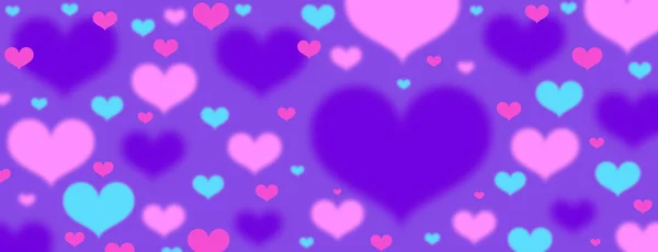 Banner Pattern Colored Hearts Violet Background Illustration Concepts — Stock Photo, Image