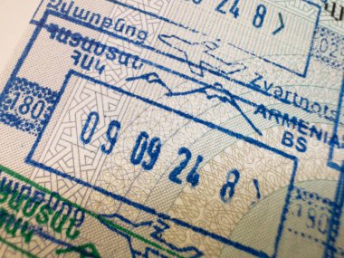 Ermenistan, Erivan damgasında ararat, pasaport sınır kontrol havaalanında pul. Yüksek kalite