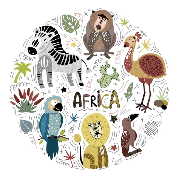 Vecteur Animaux de bande dessinée africaine — Image vectorielle