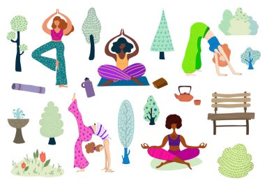 Yoga kızlar vektör