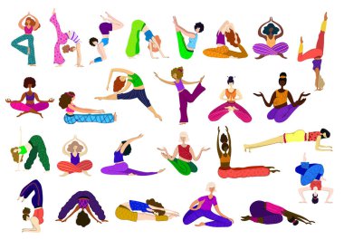 Yoga kızlar vektör