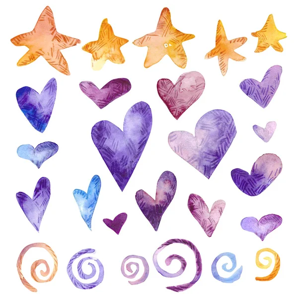 Watercolor Hearts set — Stock Photo, Image