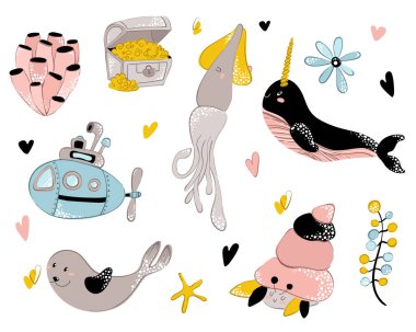 vektör deniz hayvanları