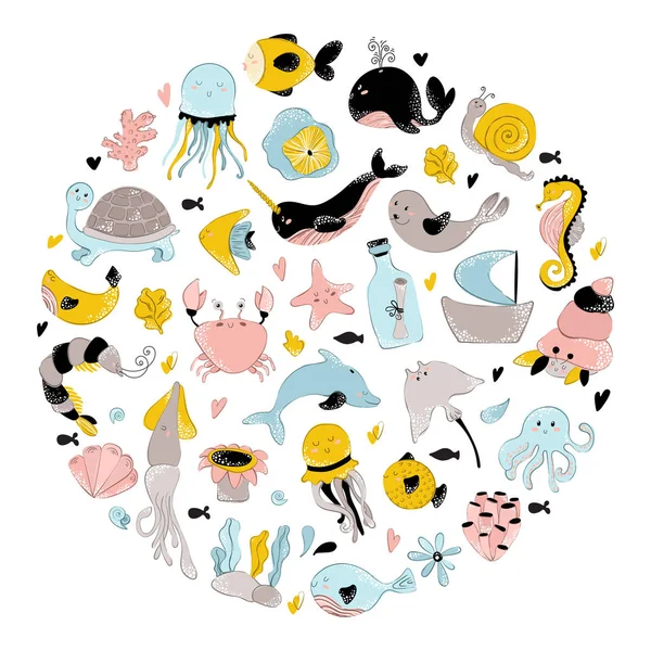 Animales marinos vectores — Vector de stock