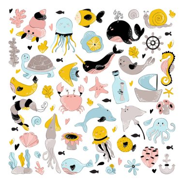 vektör deniz hayvanları