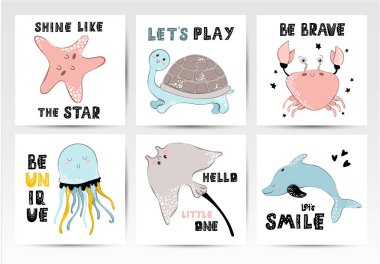 vektör deniz hayvanları