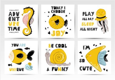 vektör deniz hayvanları