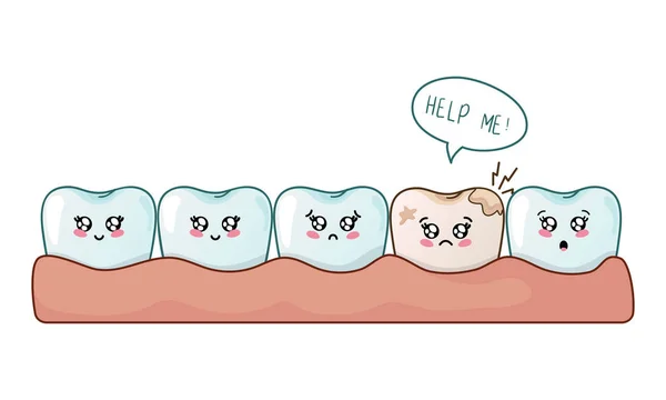 Cure dentarie kawaii — Vettoriale Stock