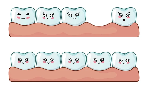 Cuidados dentários kawaii —  Vetores de Stock