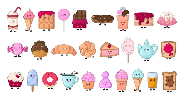Collection alimentaire Kawaii — Image vectorielle