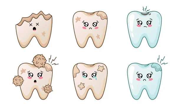 Cuidados dentários kawaii —  Vetores de Stock