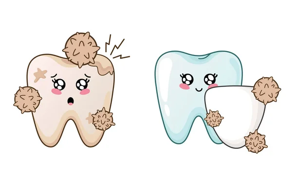 Cuidado dental kawaii — Archivo Imágenes Vectoriales