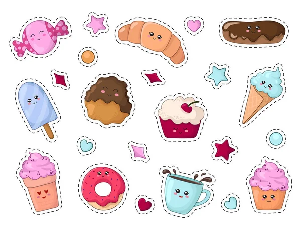 Collection alimentaire Kawaii — Image vectorielle