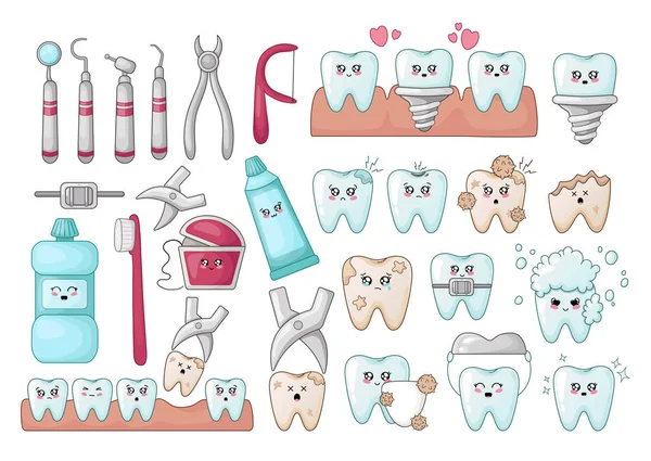 Kawaii стоматологическая помощь — стоковый вектор