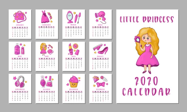 Календарь для девочек — стоковый вектор