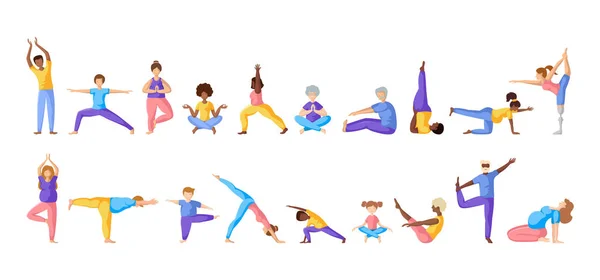 Yoga Personas Diferentes — Vector de stock