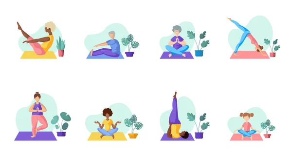 Yoga pessoas diferentes —  Vetores de Stock