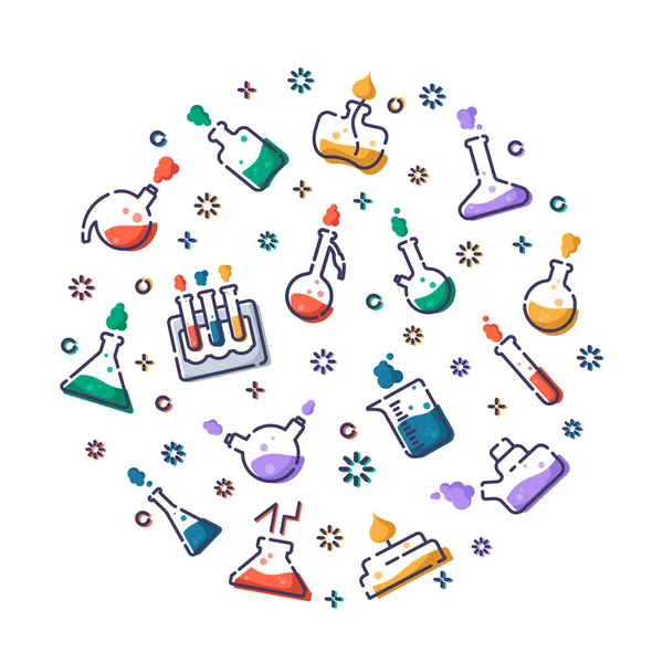 Laboratorium kolven icon set — Stockvector