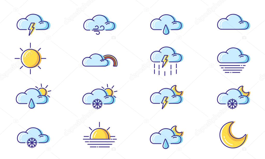 Weather Line Filled Color Icons 