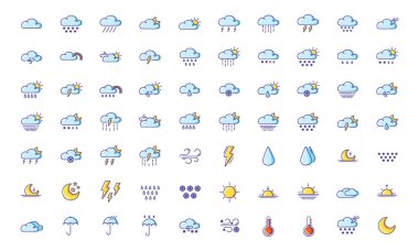 Hava Satırı Dolu Renk Simgeleri 