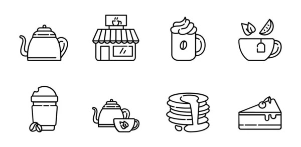 Chá café esboço ícones — Vetor de Stock