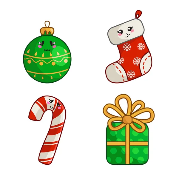 Vector kawaii colección de Navidad — Vector de stock