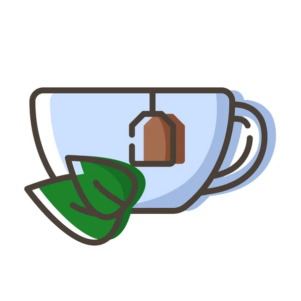 Esquema de café de té Iconos de color — Vector de stock