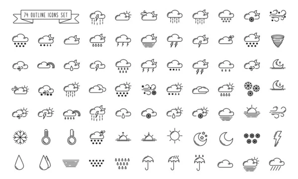 Icônes contour météo — Image vectorielle