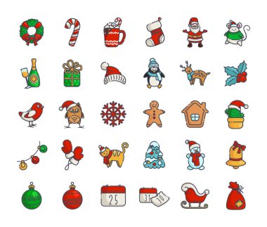 vektör kawaii Noel koleksiyonu