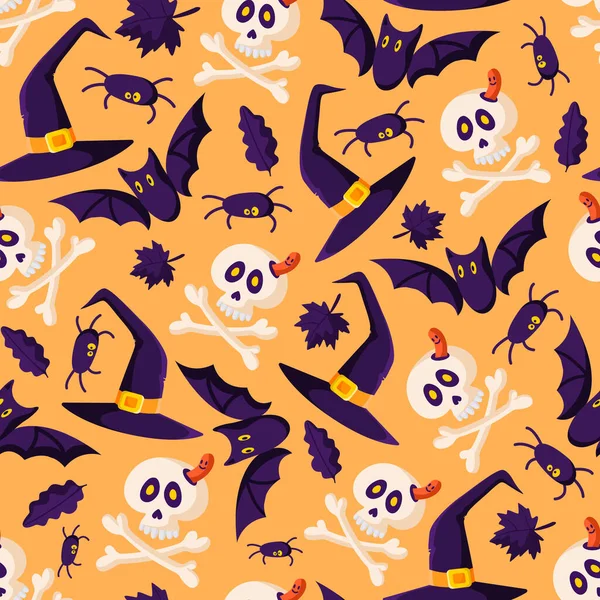 Halloween tecknad söt sömlös mönster — Stock vektor