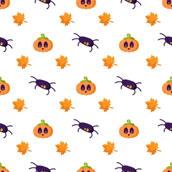 Dibujos animados de Halloween patrón sin costura lindo — Vector de stock