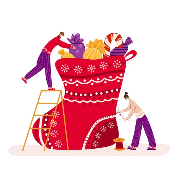 Noël et nouvelles cartes de dessin animé de l'année — Image vectorielle