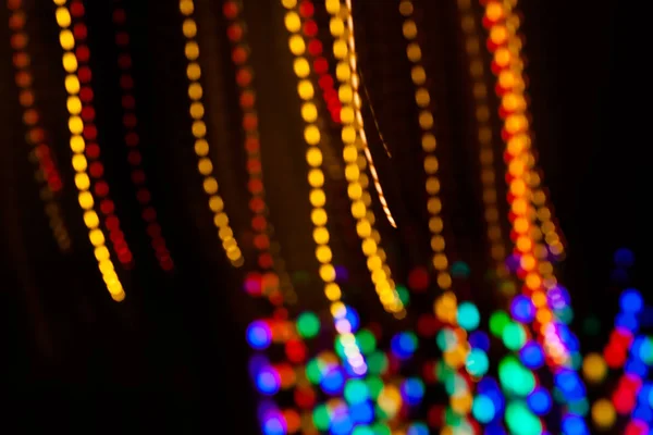 Multi Colored Blurred Bokeh Circles Stripes Black Background — Stock Photo, Image