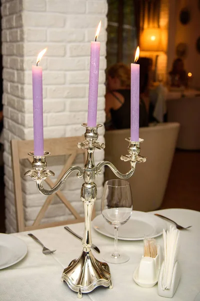 Candles on the table in the restaurant