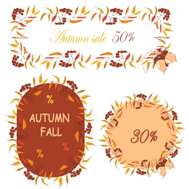 Yazı ile Sonbahar satış el ilanı şablonu. Parlak sonbahar yaprakları. Poster, kart, etiket, afiş tasarımı. Parlak geometrik arka plan.