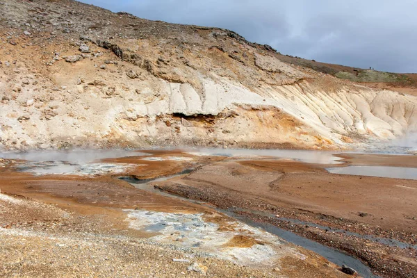 Veduta Dell Area Geotermica Con Fumarole Krysuvk Islanda — Foto Stock