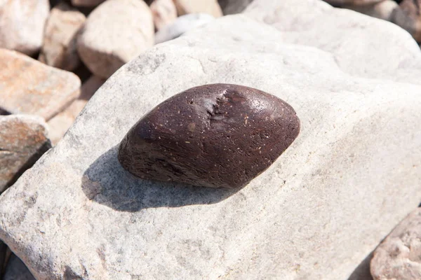 岸上的岩石和卵石在水里 五彩斑斓 — 图库照片