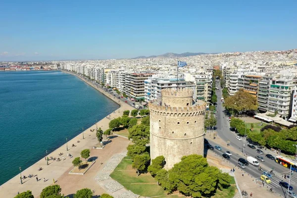 White Tower Square Thessaloniki Griekenland — Stockfoto